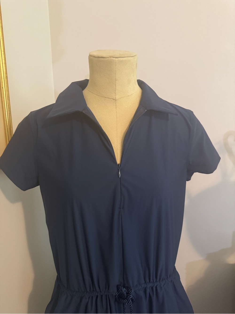 Spanx Navy Short-Sleeve Active Dress with Drawstring Waist Size Small - Picture 4 of 6